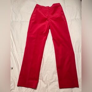 J. Crew Women’s Kate Straight-Leg Lined Pant in Red Stretch Velvet Size 8